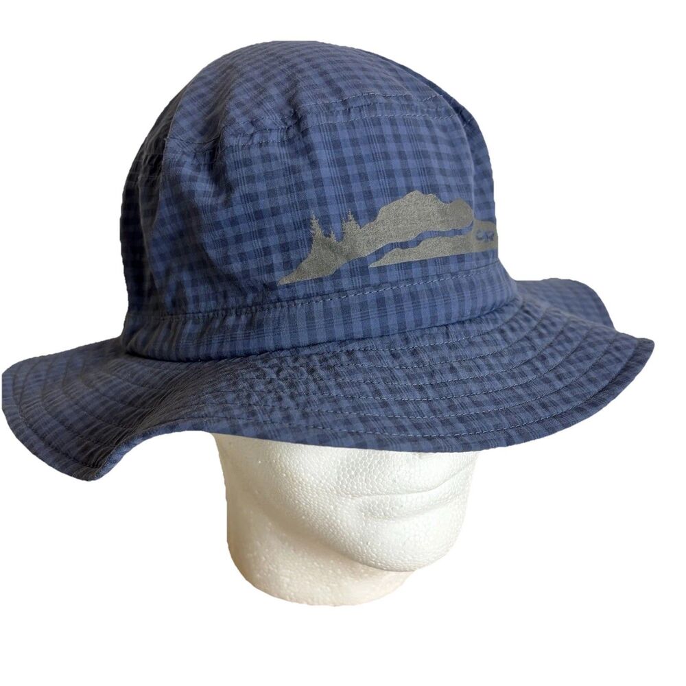 Outdoor Research Kids Sun Hat Nylon Blue Gray Gingham Size Youth Large 6-12Y